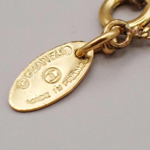 CHANEL CC Logo Imitation Pearl Chain Pendant Necklace Gold France 32RL269 - Picture 8 of 15